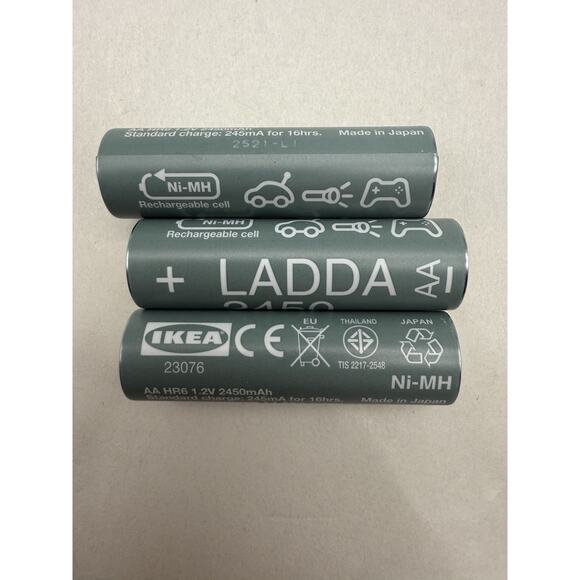 IKEA LADDA AA 2450mAH Rechargeable Batteries Multi-Use NiMH Clock Remote Toy 3pc - Picture 4 of 8